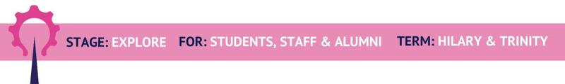 A pink banner with lightbulb cog graphic